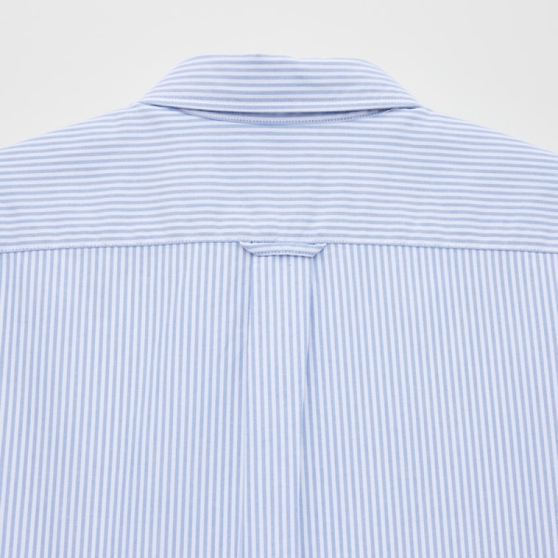 Uniqlo Oxford Stripete Slim-Fit Long-Sleeve Skjorte Herre Blå | 1496-CRLSN