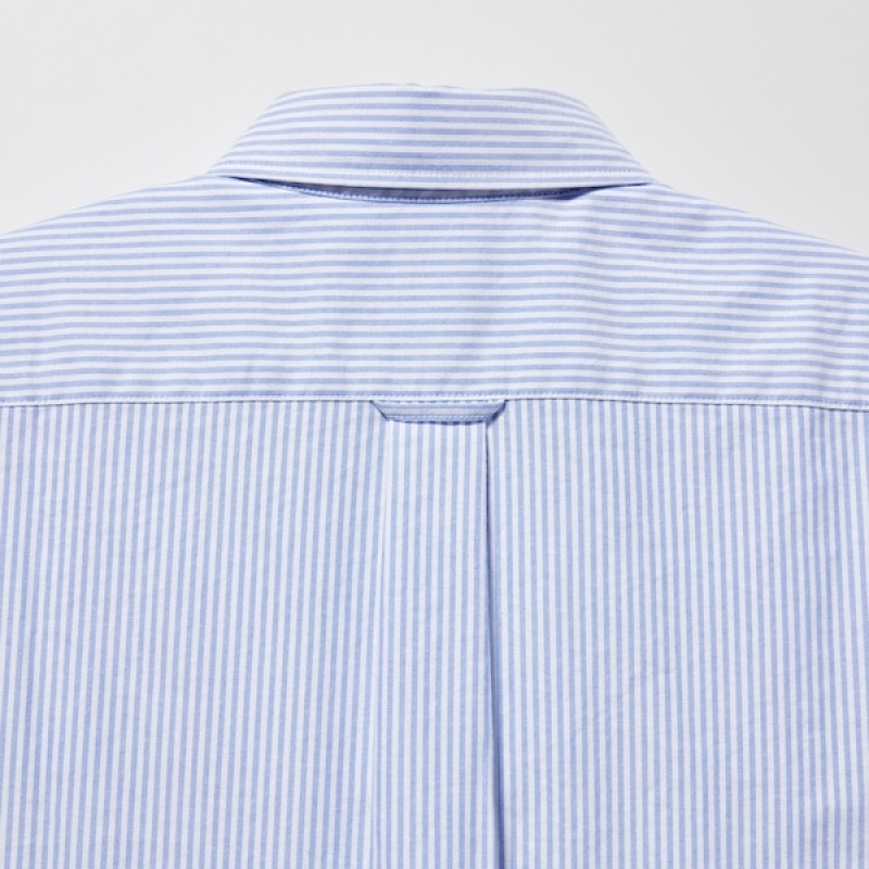 Uniqlo Oxford Stripete Slim-Fit Long-Sleeve Skjorte Herre Blå | 8304-PSQFV