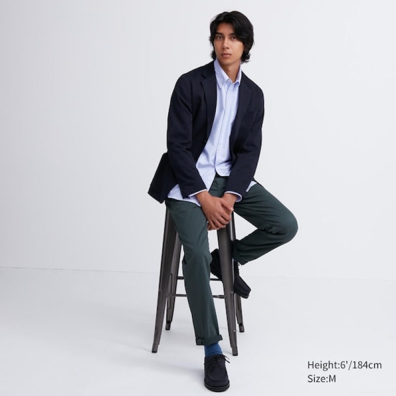 Uniqlo Oxford Stripete Slim Fit Long-Sleeve Skjorte Herre Blå | 0781-TBNJS