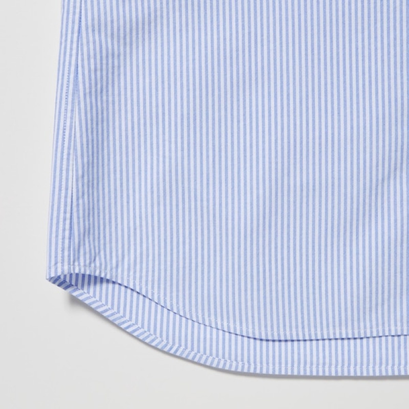 Uniqlo Oxford Stripete Slim Fit Long-Sleeve Skjorte Herre Blå | 0781-TBNJS