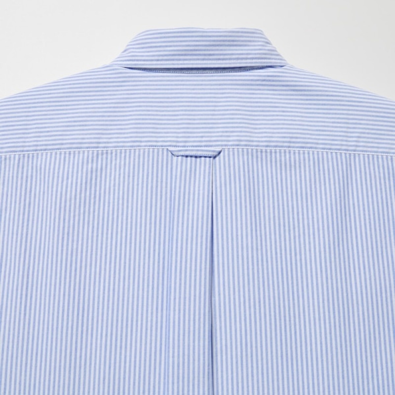 Uniqlo Oxford Stripete Slim Fit Long-Sleeve Skjorte Herre Blå | 0781-TBNJS