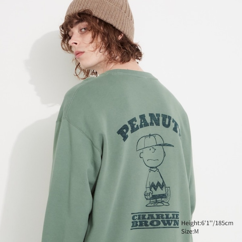 Uniqlo PEANUTS Charlie Brown\'s Baseball Team Long-Sleeve Gensere Herre Grønn | 8103-FHIMP