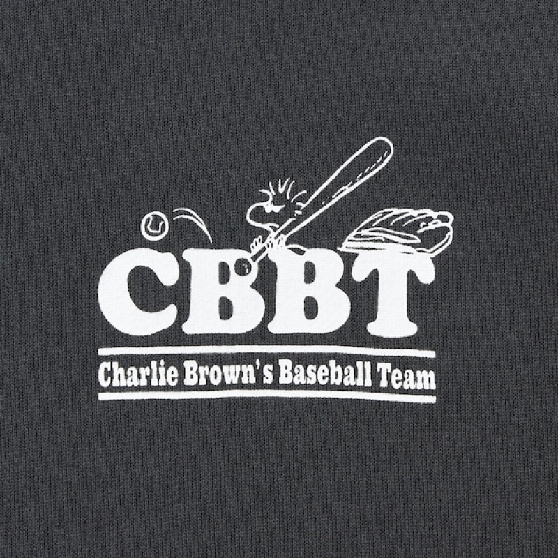 Uniqlo PEANUTS Charlie Brown's Baseball Team Long-Sleeve Gensere Herre Mørke Grå | 9561-WRDUZ