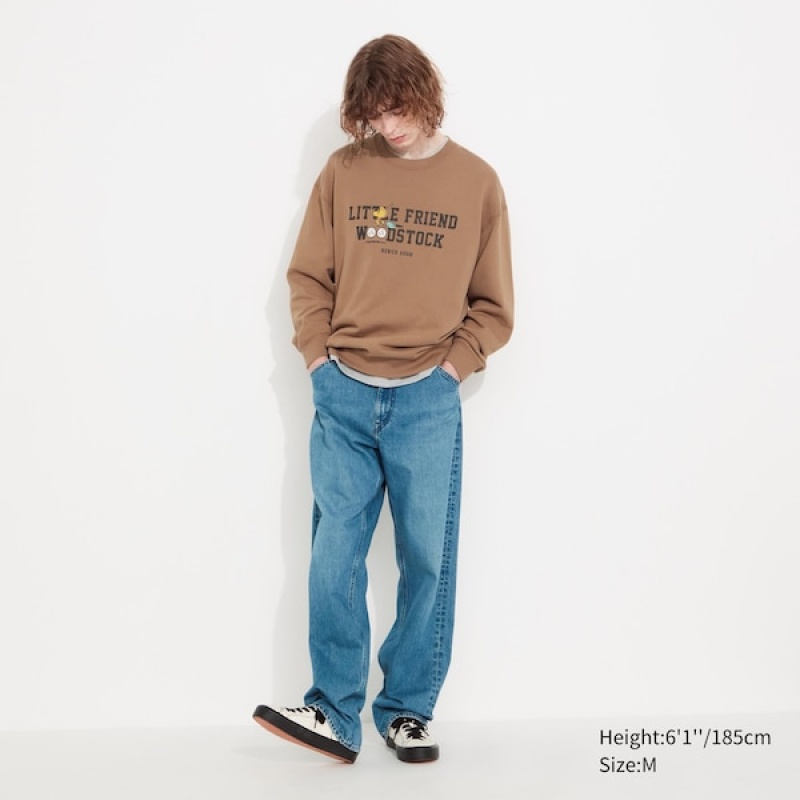 Uniqlo PEANUTS Charlie Brown's Baseball Team Long-Sleeve Gensere Herre Brune | 3984-FHTAM