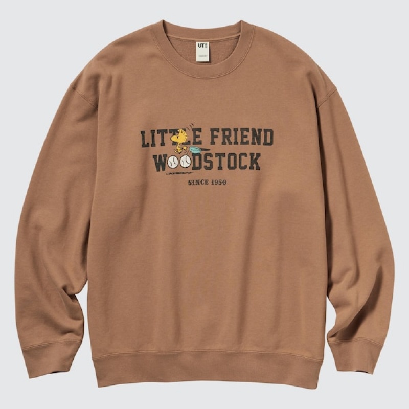 Uniqlo PEANUTS Charlie Brown's Baseball Team Long-Sleeve Gensere Herre Brune | 3984-FHTAM