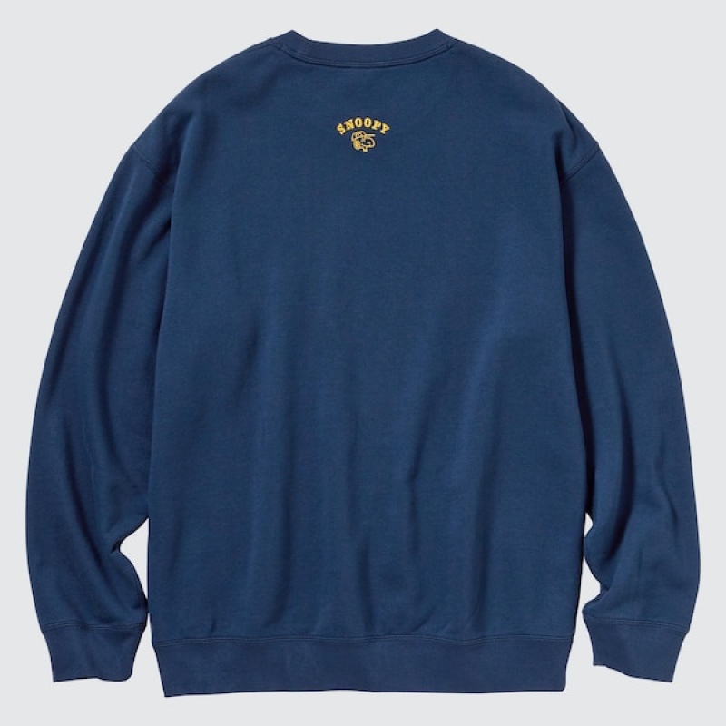 Uniqlo PEANUTS Charlie Brown's Baseball Team Long-Sleeve Gensere Herre Blå | 6829-IOPRG