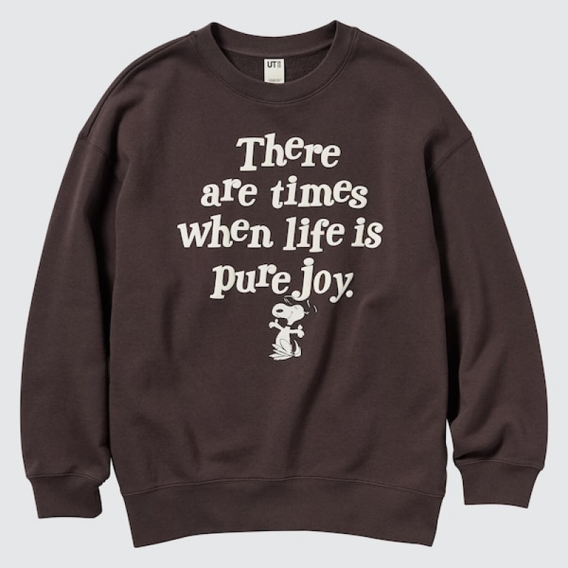 Uniqlo PEANUTS Dance Time with Snoopy Long-Sleeve Gensere Dame Mørke Brune | 0827-JQLXM