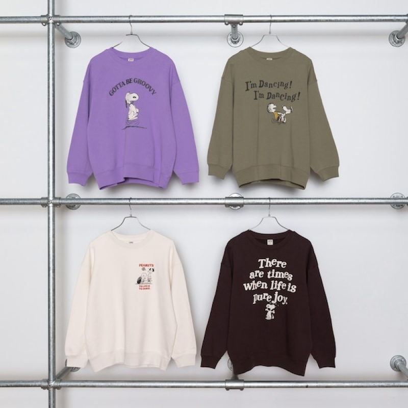 Uniqlo PEANUTS Dance Time with Snoopy Long-Sleeve Gensere Dame Mørke Brune | 0827-JQLXM