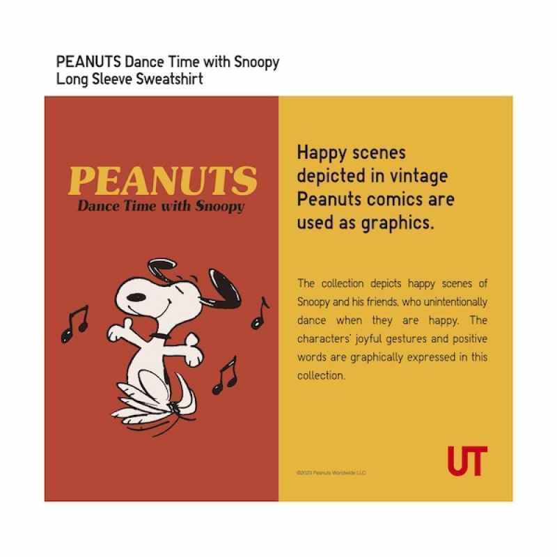 Uniqlo PEANUTS Dance Time with Snoopy Long-Sleeve Gensere Dame Mørke Brune | 0827-JQLXM