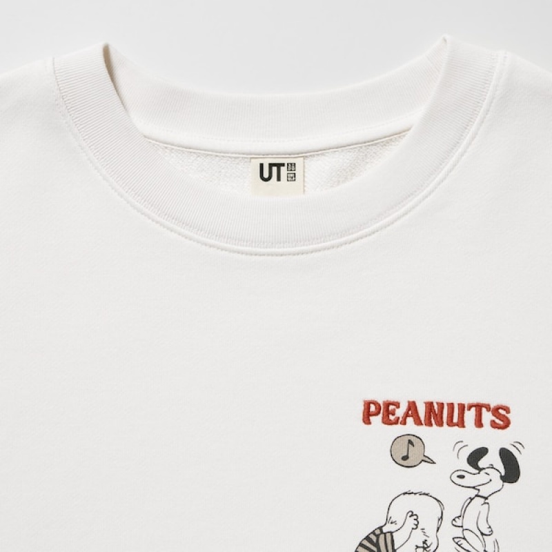 Uniqlo PEANUTS Dance Time with Snoopy Long-Sleeve Gensere Dame Hvite | 6154-WHUNJ