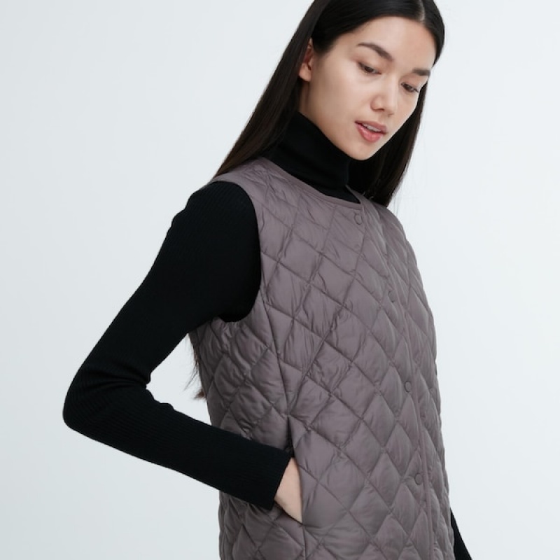 Uniqlo PUFFTECH Vattert Vest Dame Grå | 0756-POUXR