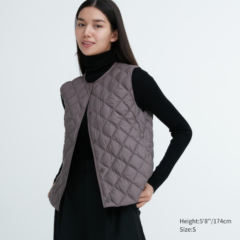 Uniqlo PUFFTECH Vattert Vest Dame Grå | 0756-POUXR