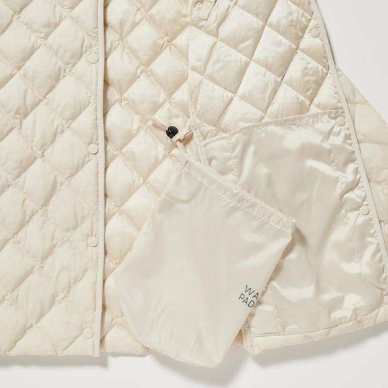 Uniqlo PUFFTECH Vattert jackets Dame Hvite | 7692-UWPJT