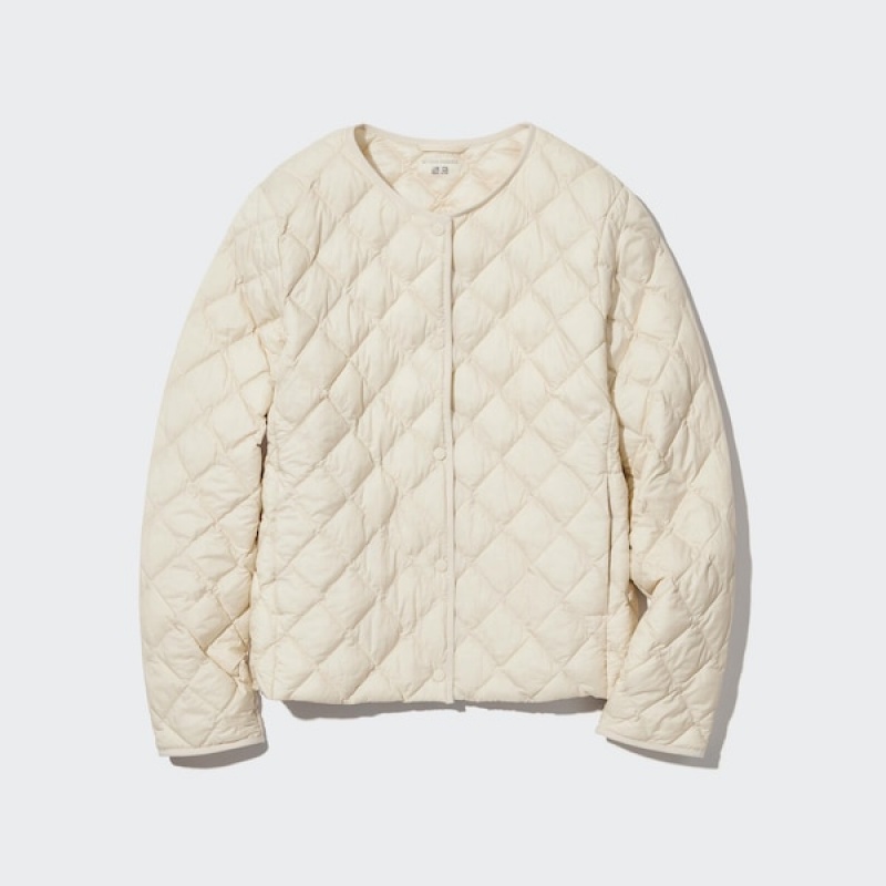 Uniqlo PUFFTECH Vattert jackets Dame Hvite | 7692-UWPJT