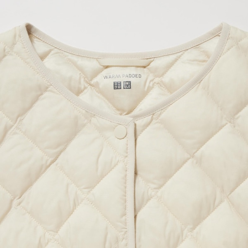 Uniqlo PUFFTECH Vattert jackets Dame Hvite | 7692-UWPJT