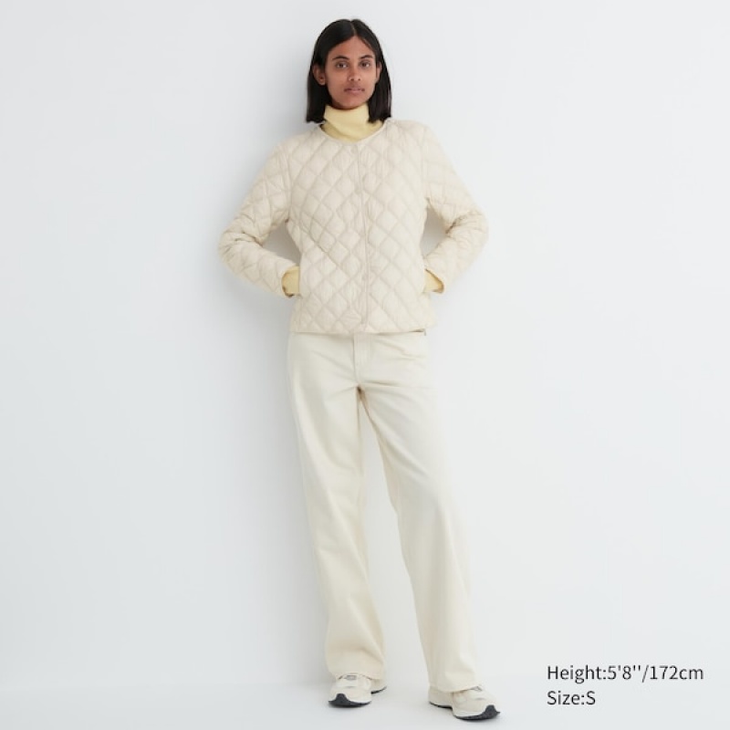 Uniqlo PUFFTECH Vattert jackets Dame Hvite | 7692-UWPJT