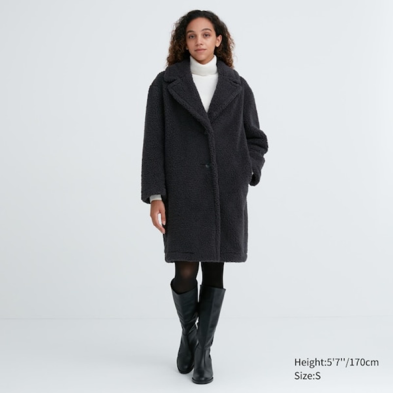 Uniqlo Pile-Forede Fleece Tailored Frakker Dame Mørke Grå | 8031-NGHQS