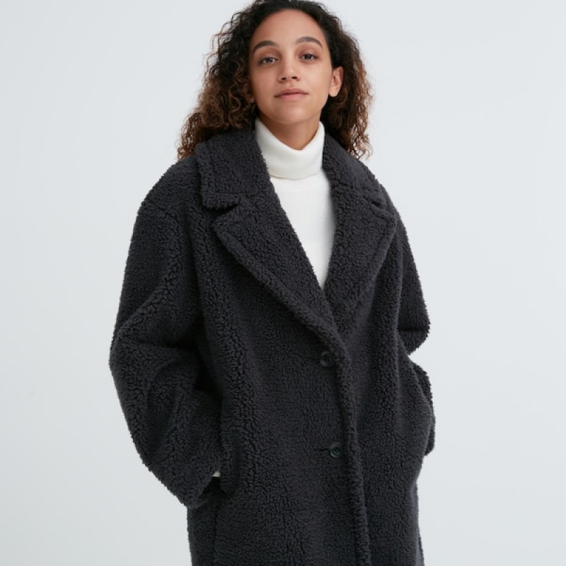 Uniqlo Pile-Forede Fleece Tailored Frakker Dame Mørke Grå | 8031-NGHQS