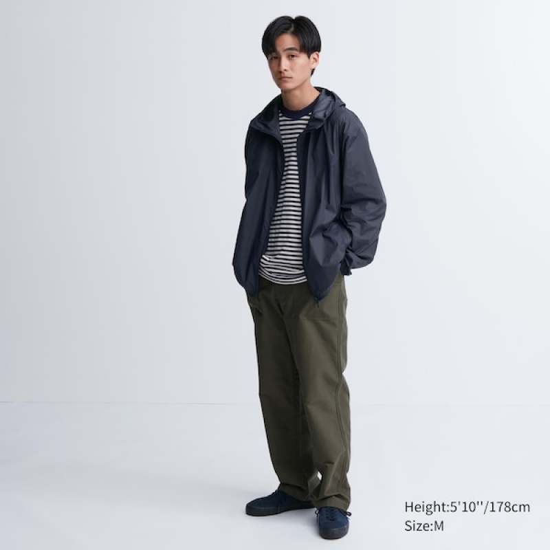 Uniqlo Pocketable UV Protection 3D Cut Parka Herre Marineblå | GOZFEK-123