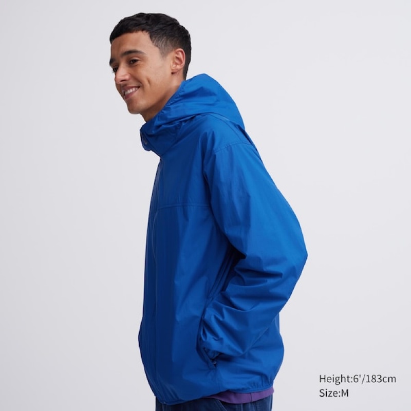 Uniqlo Pocketable UV Protection 3D Cut Parka Herre Blå | NPYZCJ-508