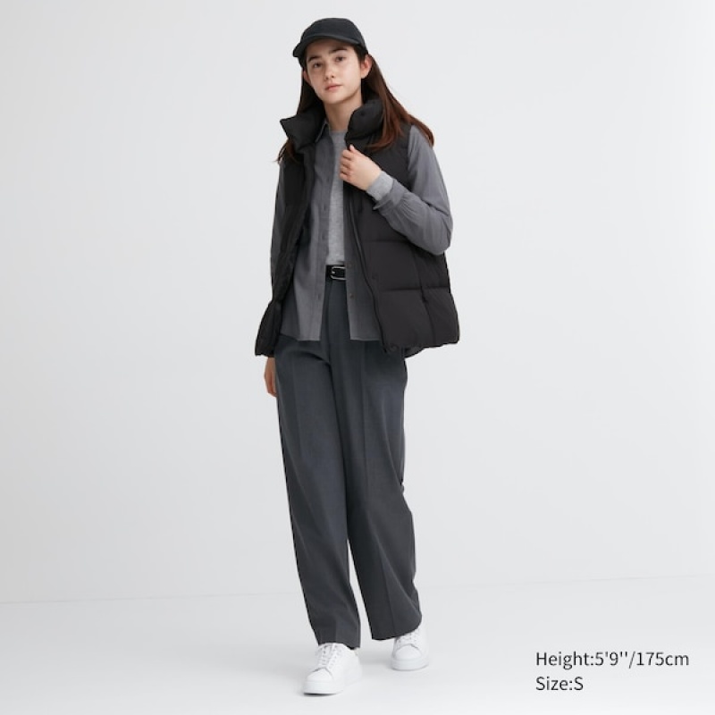 Uniqlo Powder Soft Down Vest Dame Svarte | 7438-KPUBY