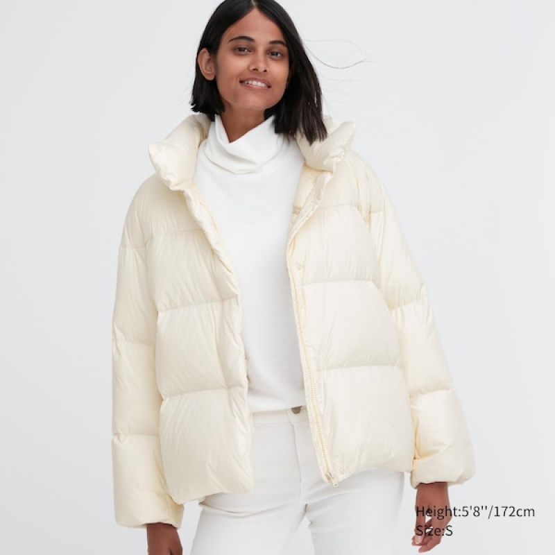 Uniqlo Powder Soft Down jackets Dame Hvite | 8349-SKUFM