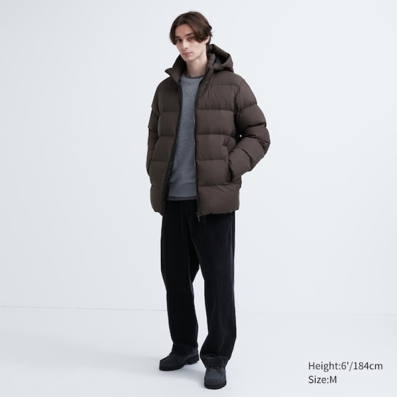 Uniqlo Powder Soft Down jackets Herre Brune | WSFPOI-568