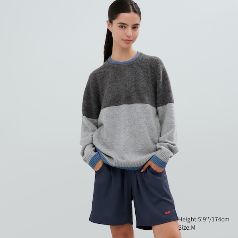 Uniqlo Premium Lambswool Crew Neck Long-Sleeve Gensere Dame Mørke Grå | 0869-NVFOL