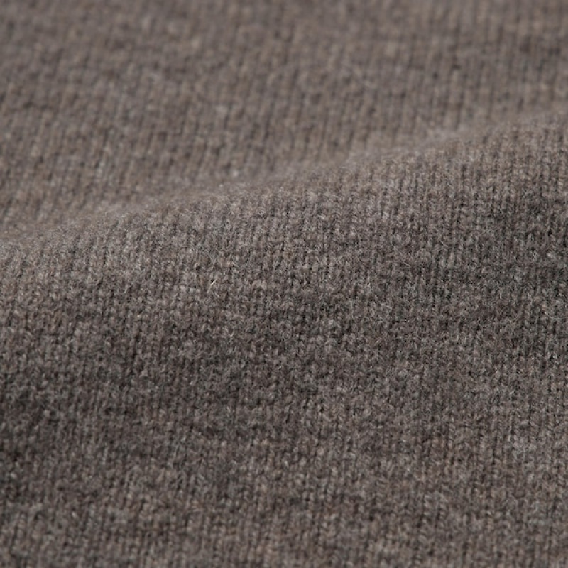 Uniqlo Premium Lambswool Crew Neck Long-Sleeve Gensere Herre Brune | 9872-MKVEW