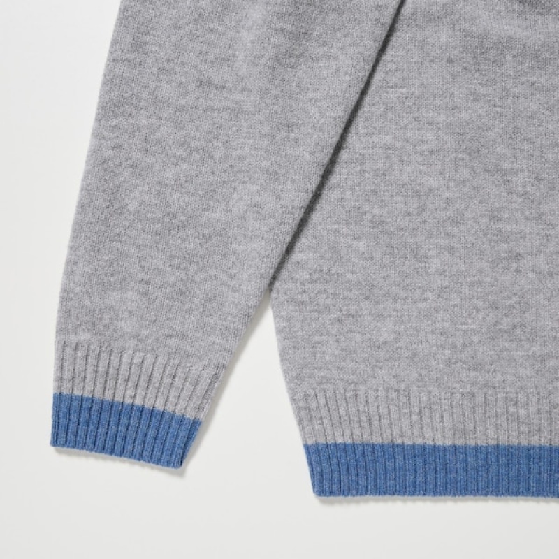 Uniqlo Premium Lambswool Crew Neck Long-Sleeve Gensere Herre Mørke Grå | 9504-DIRHN