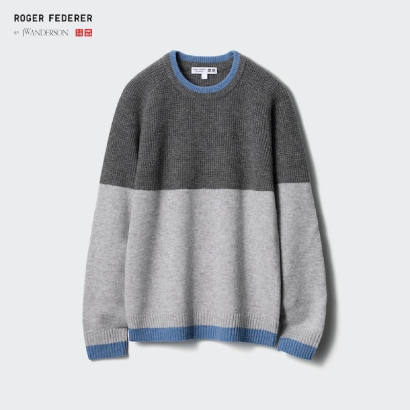 Uniqlo Premium Lambswool Crew Neck Long-Sleeve Gensere Herre Mørke Grå | 9504-DIRHN