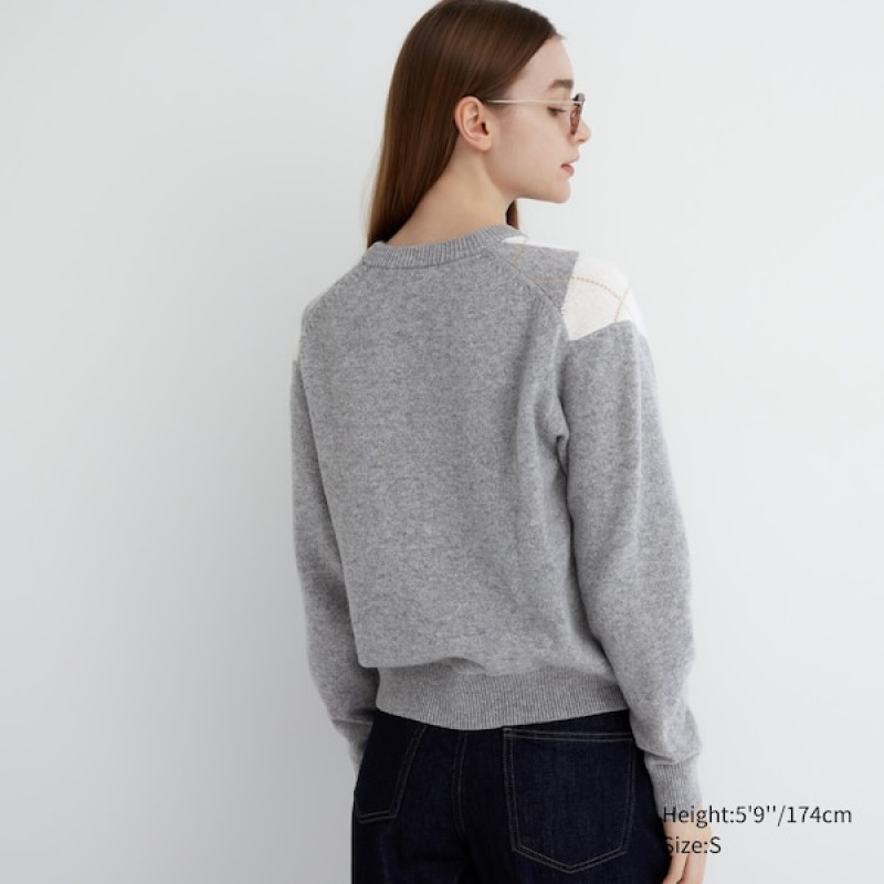 Uniqlo Premium Lambswool Long-Sleeve Crew Neck Gensere Dame Lyse Grå | 1695-OQEBD