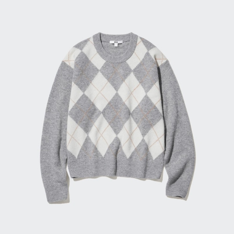 Uniqlo Premium Lambswool Long-Sleeve Crew Neck Gensere Dame Lyse Grå | 1695-OQEBD