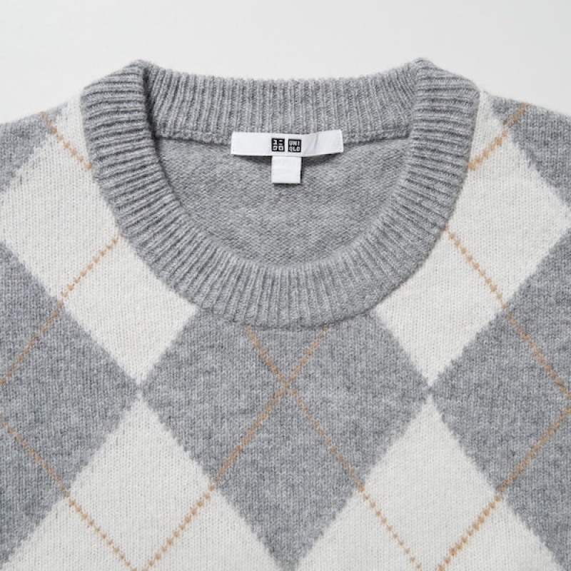 Uniqlo Premium Lambswool Long-Sleeve Crew Neck Gensere Dame Lyse Grå | 1695-OQEBD