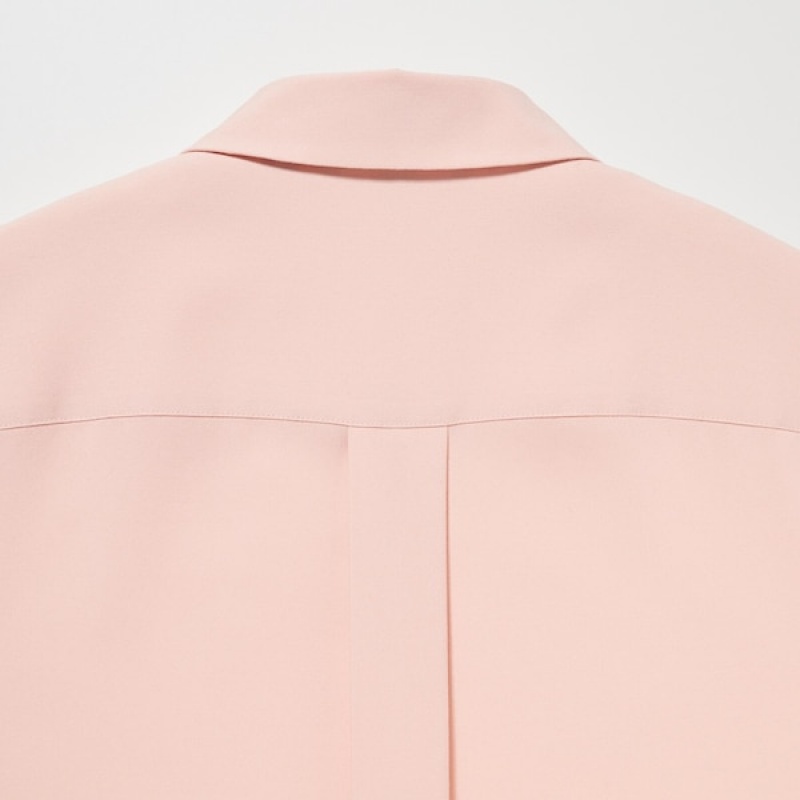 Uniqlo Rayon Long-Sleeve Skjorte Dame Rosa | 3596-TOSQR