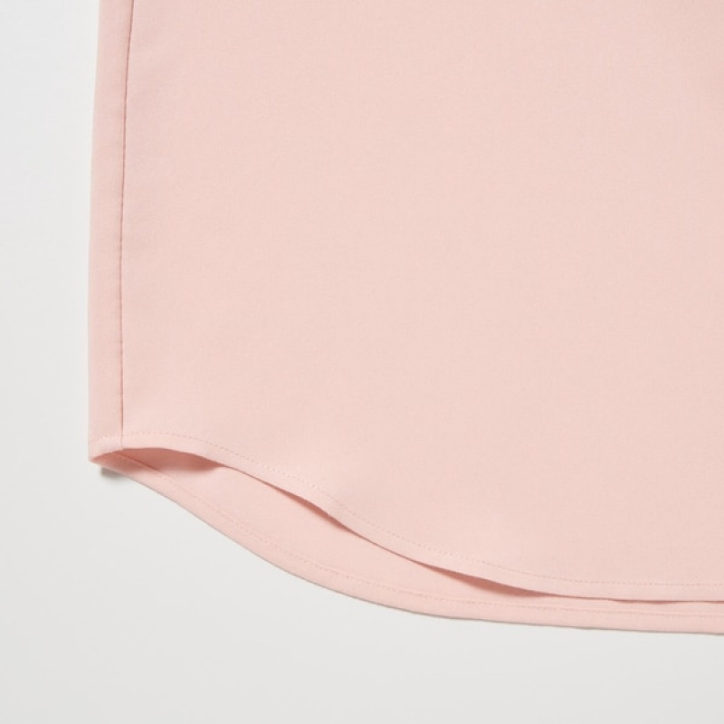 Uniqlo Rayon Long-Sleeve Skjorte Dame Rosa | 3596-TOSQR