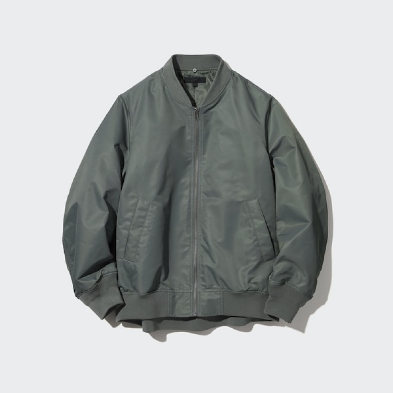 Uniqlo Ribbet Blouson jackets Dame Olivengrønne | 6734-FALUD