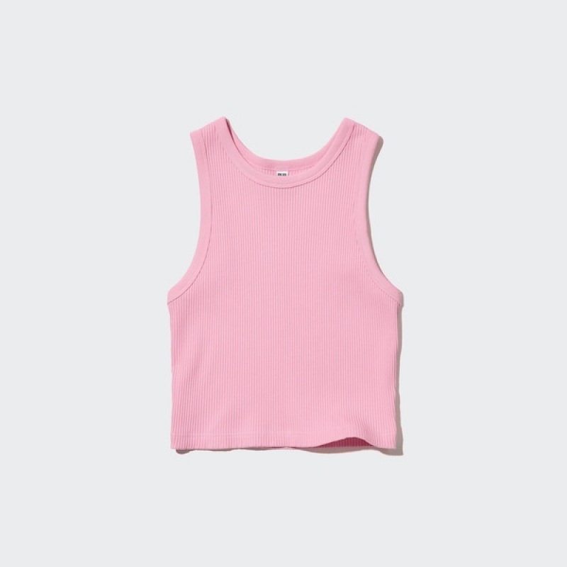 Uniqlo Ribbet Racer Back Cropped Tank Topper Dame Rosa | 3961-SDNHM