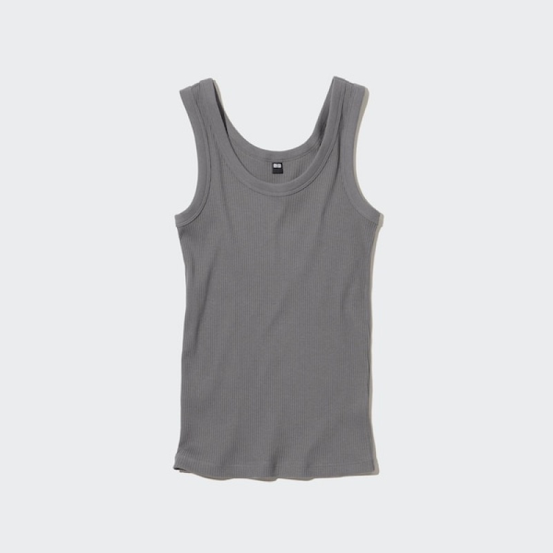 Uniqlo Ribbet Tank Topper Dame Grå | 2967-YTBQA