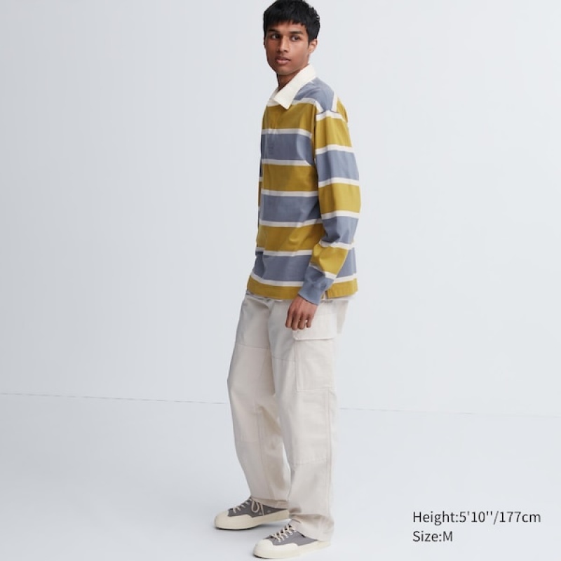 Uniqlo Rugger Long-Sleeve Polo Skjorte Herre Gul | 7584-OHFZU