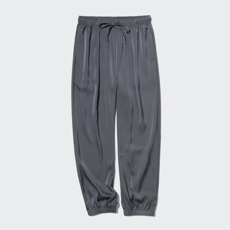 Uniqlo Satin Drape Joggebukser Dame Mørke Grå | 2539-ZEVAY