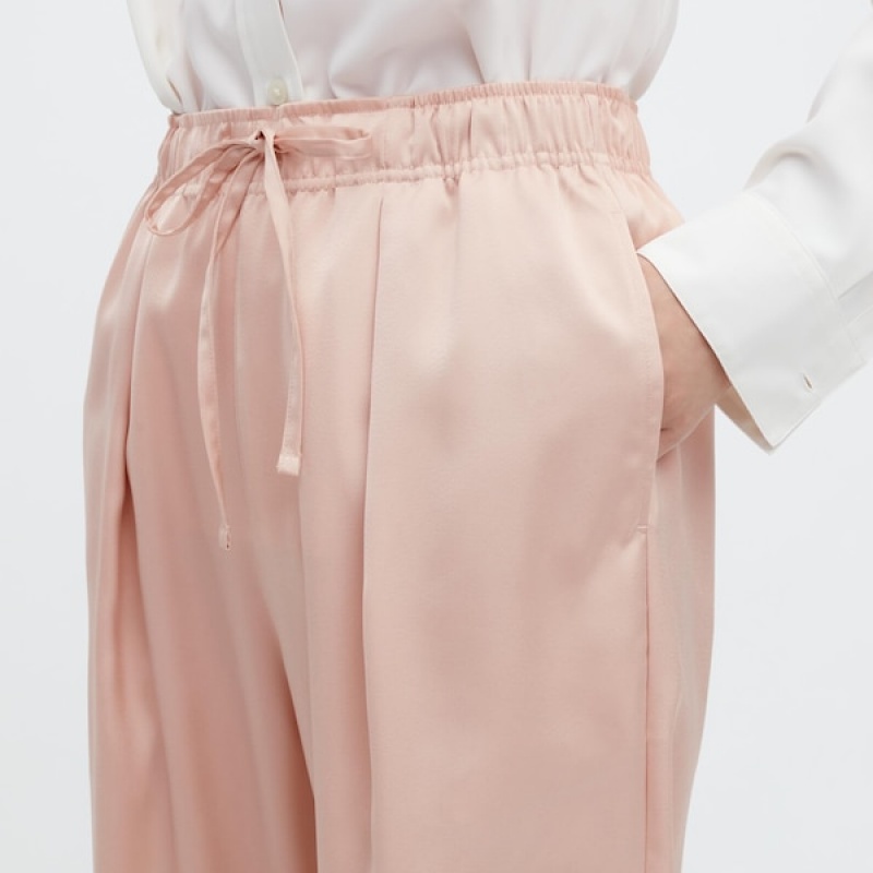 Uniqlo Satin Drape Joggebukser Dame Rosa | 5623-ALBGE