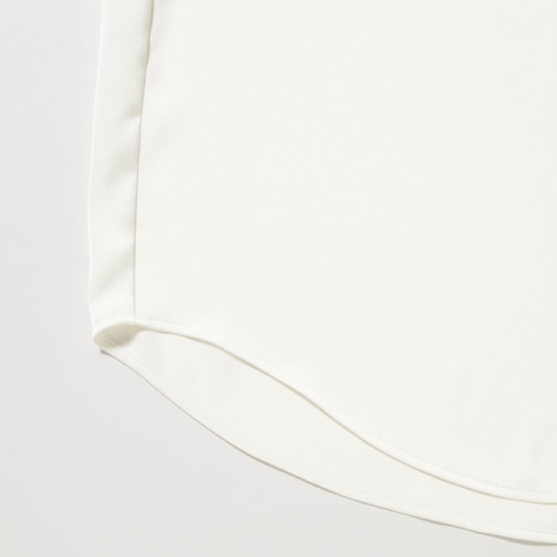 Uniqlo Satin Long-Sleeve Skjorte Dame Hvite | 3561-BMQAX