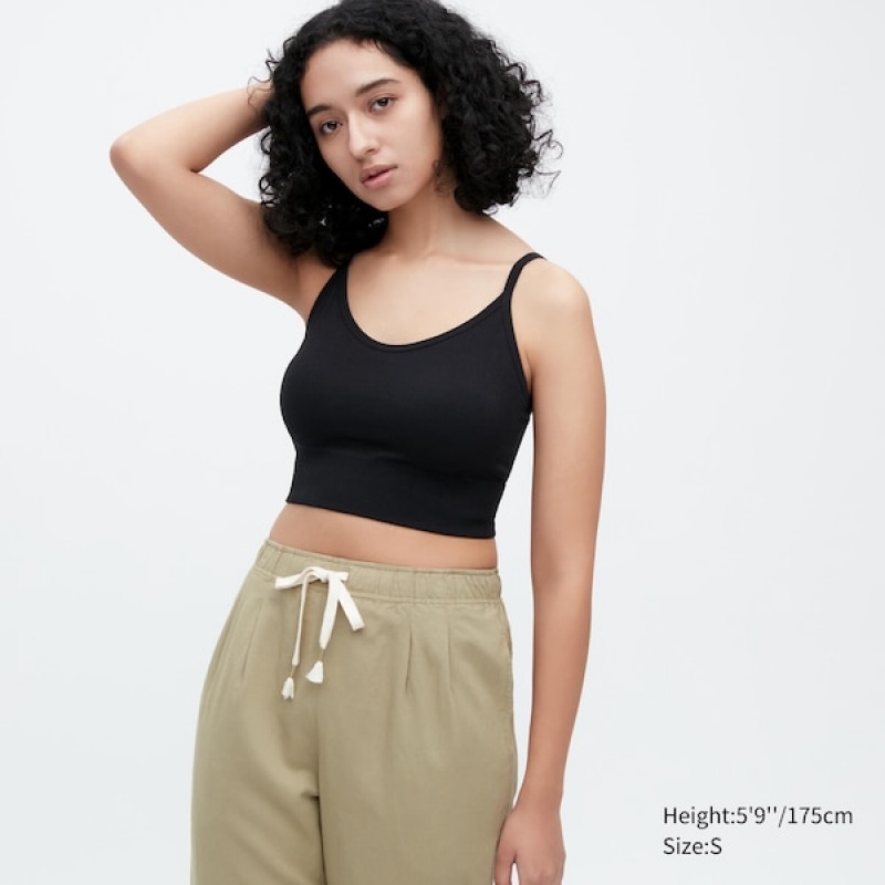 Uniqlo Seamless Half Camisole BH Dame Svarte | 0829-MZVGS