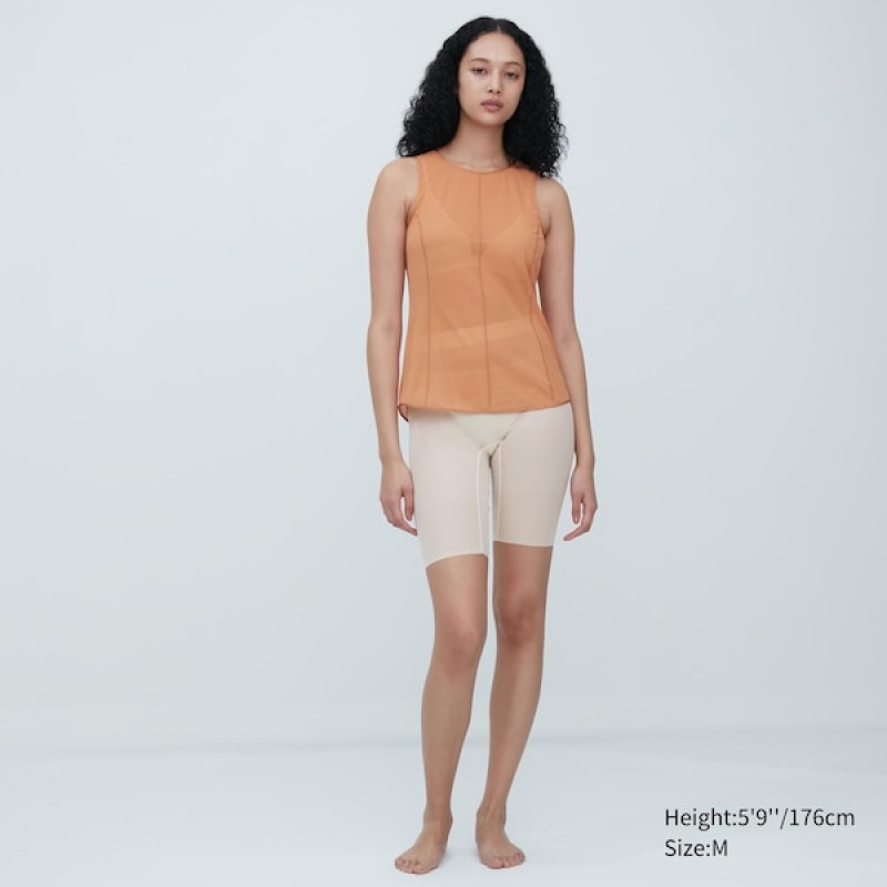 Uniqlo Sheer Ermeløse Topper Dame Brune | 5980-LYPKA