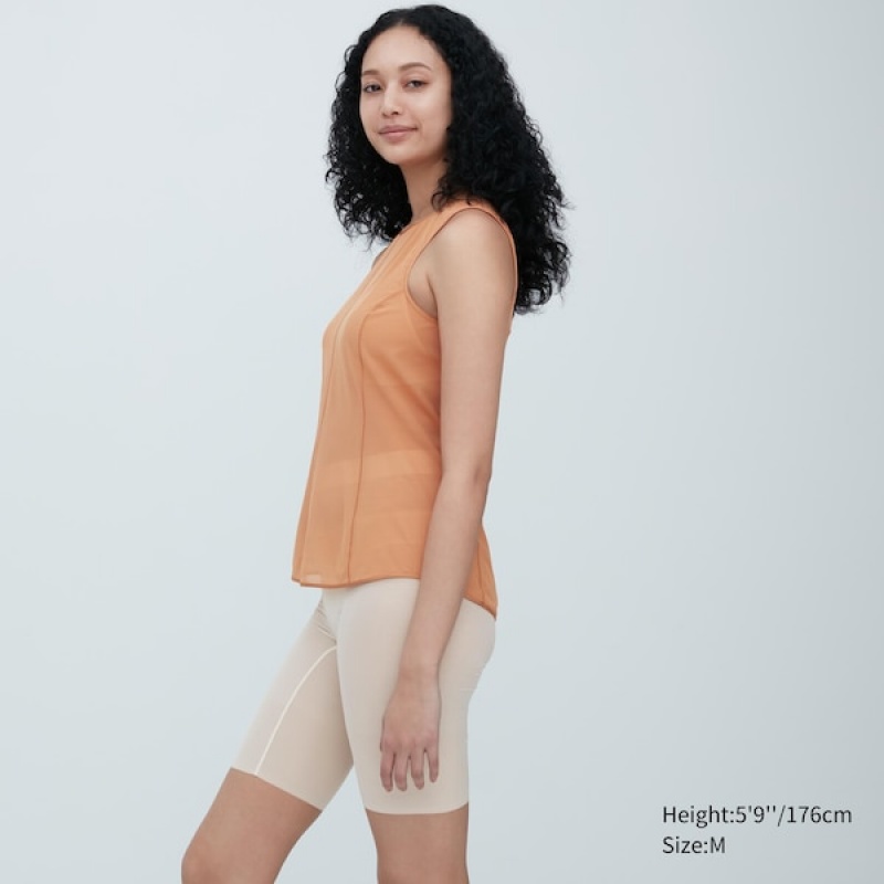 Uniqlo Sheer Ermeløse Topper Dame Brune | 5980-LYPKA