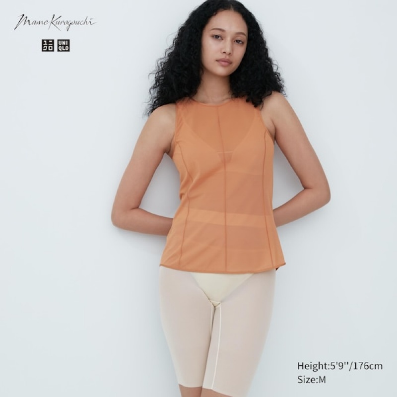 Uniqlo Sheer Ermeløse Topper Dame Brune | 5980-LYPKA