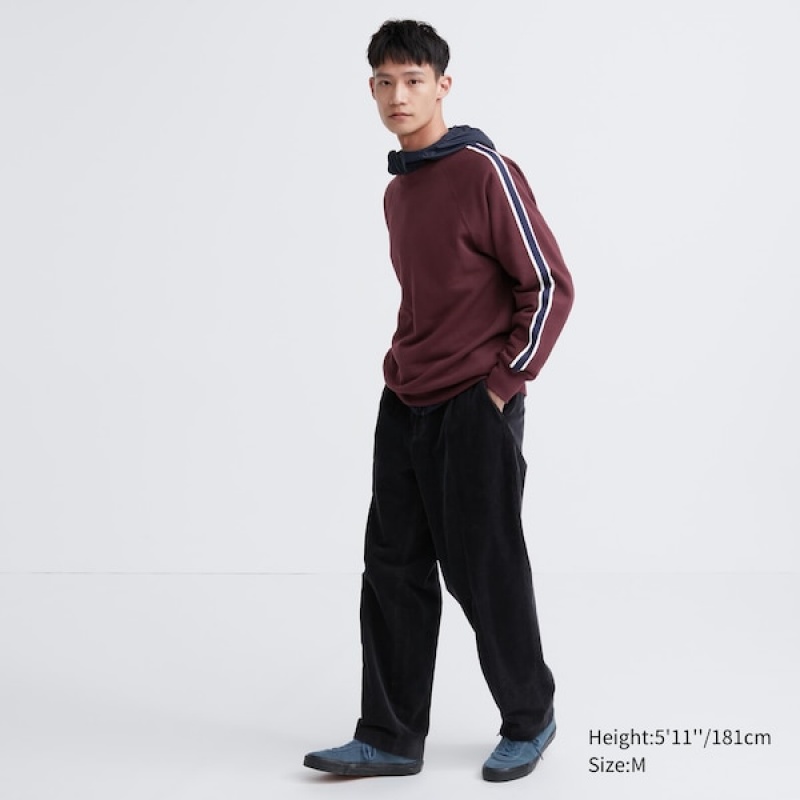 Uniqlo Side-Stripe Gensere Herre Burgunder | 7056-DEQAJ