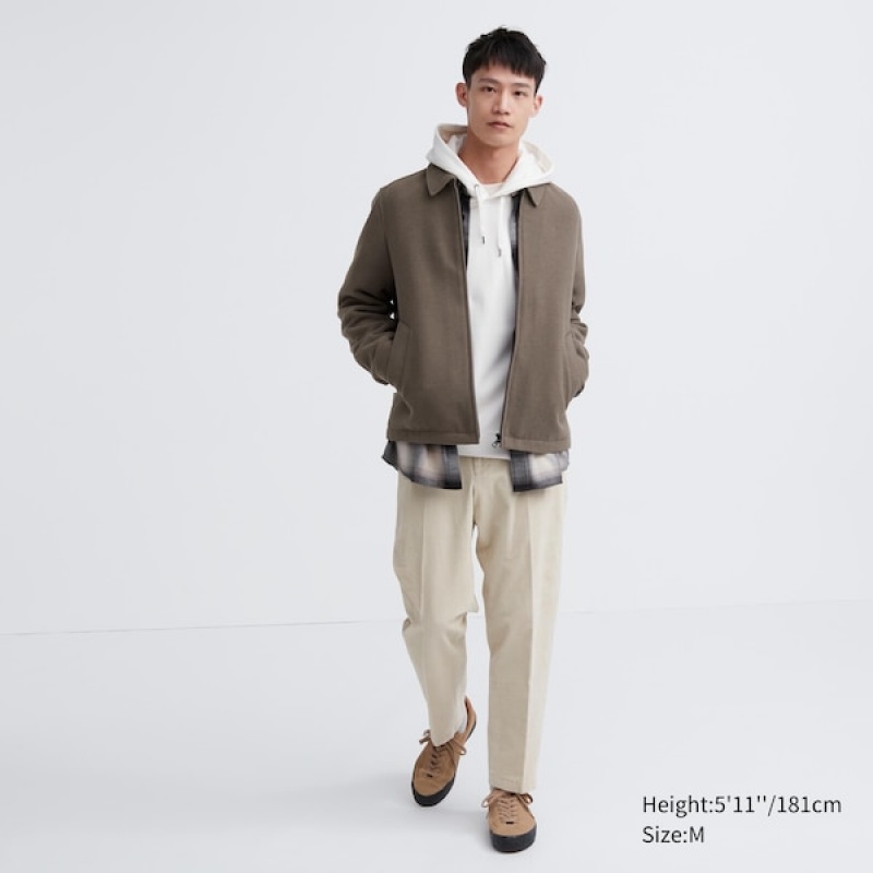 Uniqlo Single Collar Kort Blouson jackets Herre Brune | PVFJLH-524