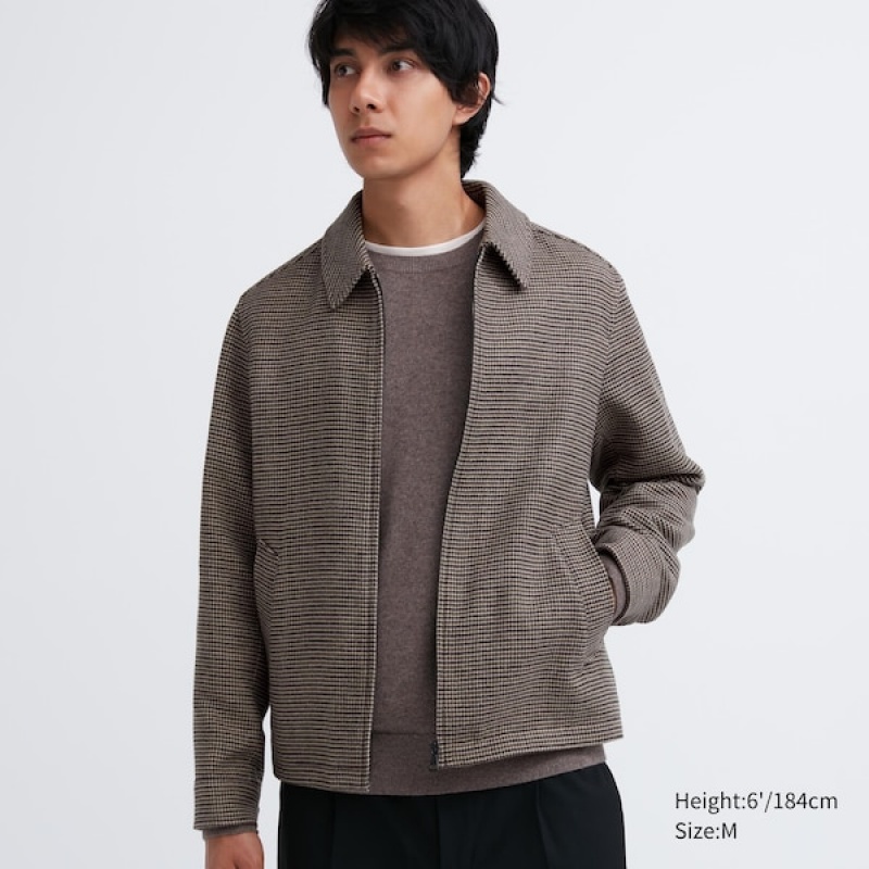 Uniqlo Single Collar Kort Blouson jackets Herre Brune | GAMXUL-562